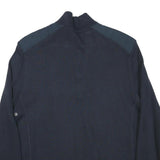 CALVIN KLEIN Mens Navy Blue Plain Cotton Blend Pullover Jumper M Half Zip