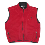 CHAMPION Mens Red Fleece Vest L Polyester Blend Zip Plain Warm Casual