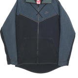 NIKE Mens Blue & Black Full Zip Hoodie S Cotton Blend Casual Sportswear