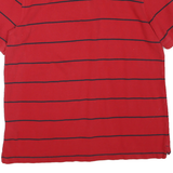 NAUTICA Mens Red & Navy Striped Short Sleeve Polo Shirt L Classic Cotton Blend