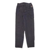 BULL DOZEN Womens Jeans Black Relaxed Straight Denim W24 L29 Elastic Waistband