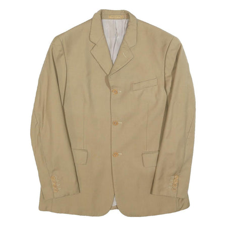 YVES SAINT LAURENT Mens Beige Wool Blazer Tailored L Button Plain Jacket Elegant