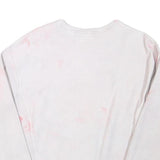 CHAMPION Mens White & Pink Script Logo Crew Neck S Cotton Blend Sweatshirt