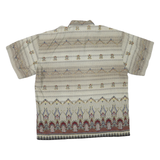 Mens Beige Pattern Shirt L Cotton Blend Casual Lightweight Summer Button