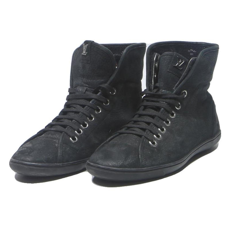 LOUIS VUITTON Mens Black Leather High Top Trainers UK 6 Premium Designer