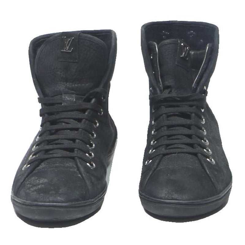 LOUIS VUITTON Mens Black Leather High Top Trainers UK 6 Premium Designer