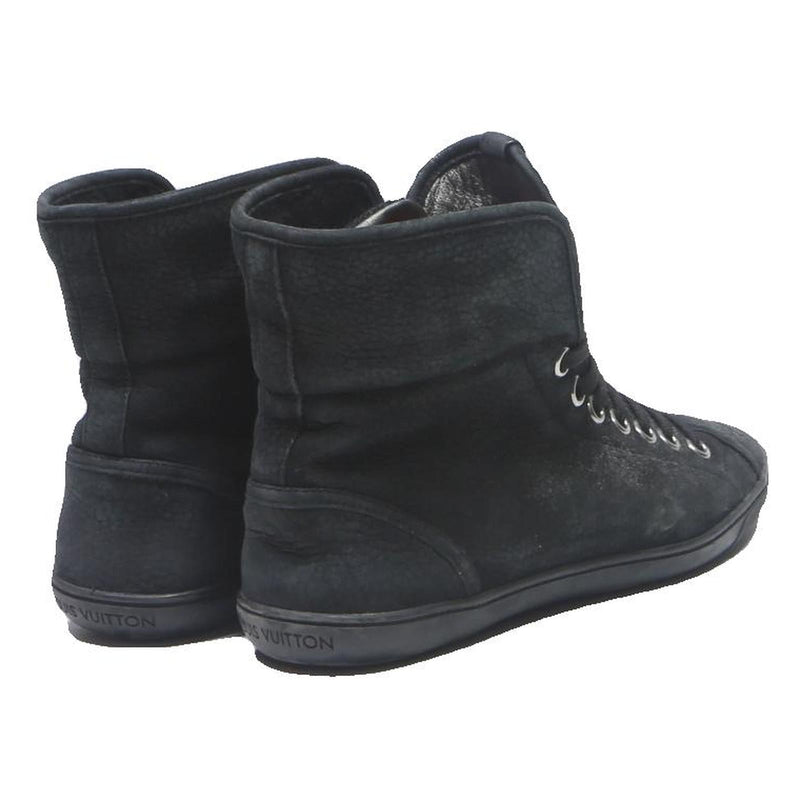 LOUIS VUITTON Mens Black Leather High Top Trainers UK 6 Premium Designer