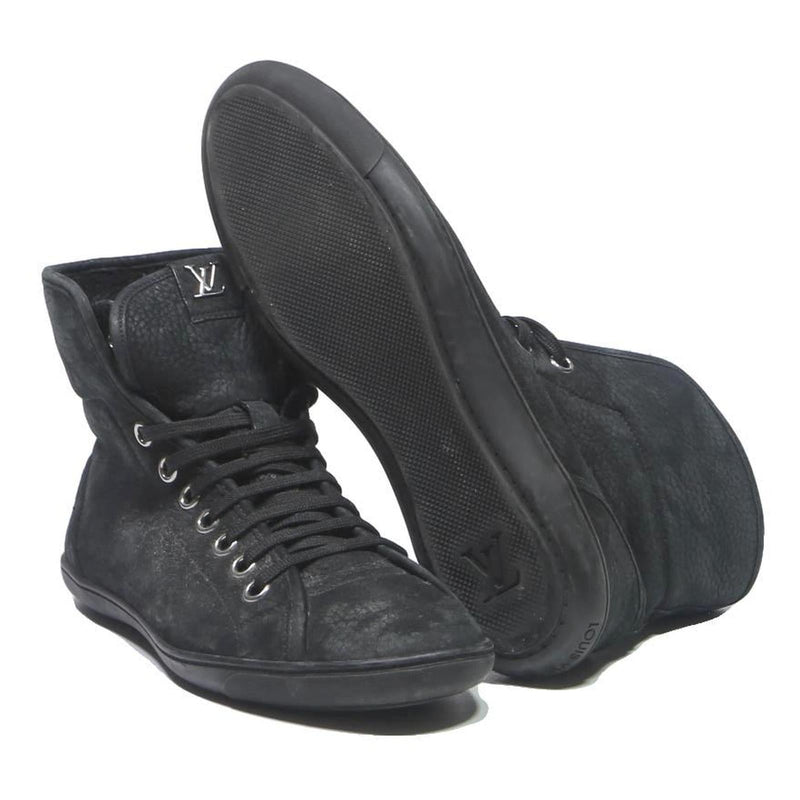 LOUIS VUITTON Mens Black Leather High Top Trainers UK 6 Premium Designer
