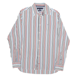 TOMMY HILFIGER Mens Blue & Red & White Striped Shirt S Cotton Blend Classic Fit