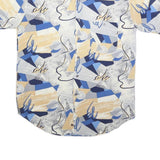 VINCI Mens Blue & Beige Abstract Pattern Shirt M Cotton Blend Casual Summer