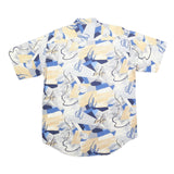 VINCI Mens Blue & Beige Abstract Pattern Shirt M Cotton Blend Casual Summer