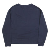 REEBOK Womens Navy Blue Cotton Blend Crew Neck Sweatshirt M Classic Fit Logo
