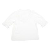 FAT FACE Womens White Lace Trim Cotton Blend Blouse 3/4 Sleeve V Neck UK 10
