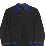 Mens Black & Blue Classic Button Jacket L Polyester Blend Plain