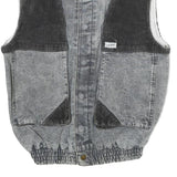 GUESS Mens Grey Black Denim Button Jacket XS Cotton Casual Vest Style