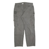 CARHARTT Mens Relaxed Grey Cargo Trousers W36 L32 Cotton Blend Zip Pockets