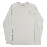 KAPPA Womens White & Cream Long Sleeve Crew Neck Logo T-Shirt L Casual Cotton