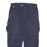 CARHARTT Mens Cotton Blend Navy Relaxed Cargo Trousers W38 L30 Workwear Zip