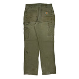 Carhartt Double Knee Carpenter Pants - 30W 30L Green Cotton