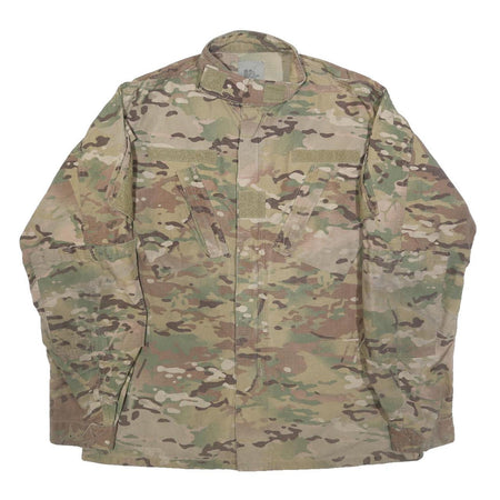 GOLDEN MANUFACTURING CO. Mens Green & Brown Camouflage Rayon Military Jacket L