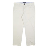 TOMMY HILFIGER Mens Cotton Blend White Regular Straight Trousers W36 L30 Casual