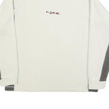 NIKE Mens Cream & Grey V-Neck S Sweatshirt Cotton Blend Pullover Long Sleeve