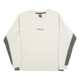 NIKE Mens Cream & Grey V-Neck S Sweatshirt Cotton Blend Pullover Long Sleeve