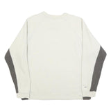 NIKE Mens Cream & Grey V-Neck S Sweatshirt Cotton Blend Pullover Long Sleeve