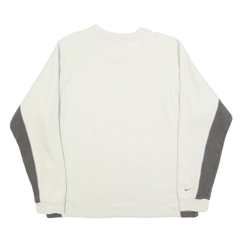 NIKE Mens Cream & Grey V-Neck S Sweatshirt Cotton Blend Pullover Long Sleeve