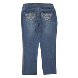 FADED GLORY Womens Regular Fit Blue Denim Jeans W36 L27 Embroidered Pocket