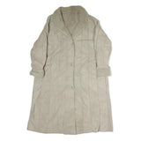 Womens Beige Leather Button Jacket XL Woven Plain Warm Long Sleeve Winter