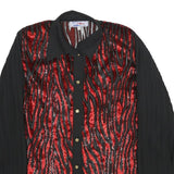LES POISSONS Womens Red & Black Printed Shirt S Long Sleeve Button Polyester