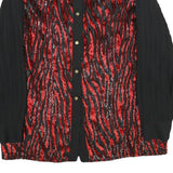 LES POISSONS Womens Red & Black Printed Shirt S Long Sleeve Button Polyester