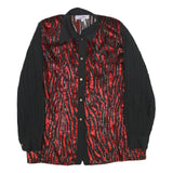 LES POISSONS Womens Red & Black Printed Shirt S Long Sleeve Button Polyester