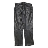 DAINESE Mens Leather Black Regular Fit Straight Leg Trousers W32 L30 Stylish