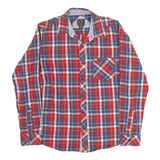 ARMANI EXCHANGE Mens Red Blue White Check Shirt L Casual Cotton Long Sleeve