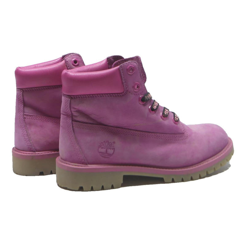 TIMBERLAND Classic Girls Ankle Boots Pink Leather UK 4 Durable Lace-Up Kids