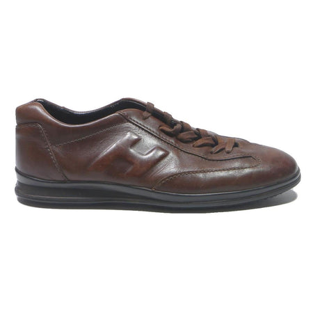 HOGAN Mens Leather Brown Lace-Up Trainers UK 6.5 Casual Shoes Comfortable