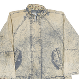 EAST WEST Womens Beige Cotton Long Sleeve Button Jacket XL Distressed Washed