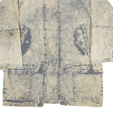 EAST WEST Womens Beige Cotton Long Sleeve Button Jacket XL Distressed Washed