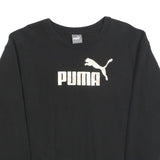 PUMA Womens Black Cotton Blend Crew Neck Sweatshirt UK 12 Logo Casual