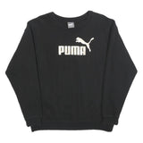 PUMA Womens Black Cotton Blend Crew Neck Sweatshirt UK 12 Logo Casual