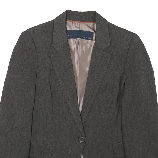 ZARA BASIC Womens Grey Jacket S Polyester Blend Tailored Button Closure Plain