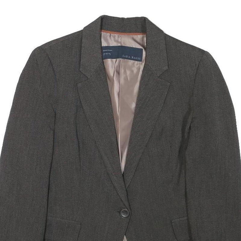 ZARA BASIC Womens Grey Jacket S Polyester Blend Tailored Button Closure Plain