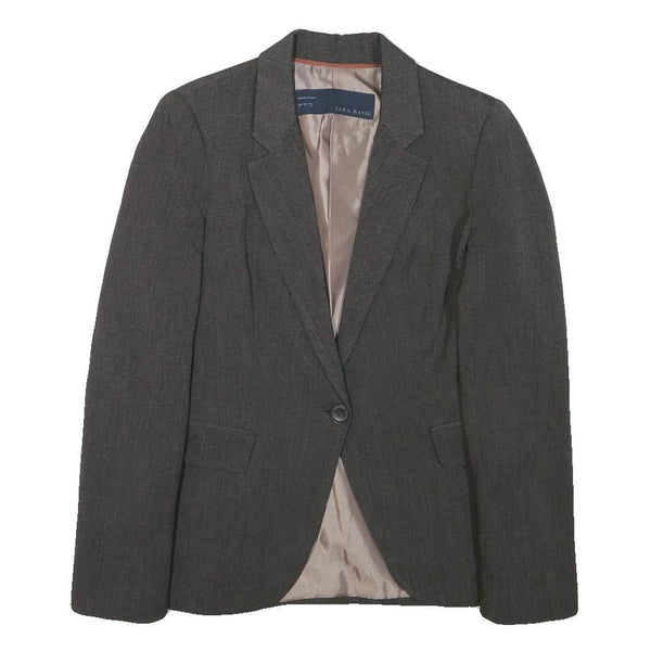 ZARA BASIC Womens Grey Jacket S Polyester Blend Tailored Button Closure Plain