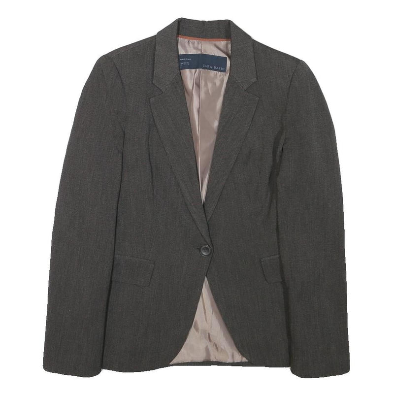 ZARA BASIC Womens Grey Jacket S Polyester Blend Tailored Button Closure Plain