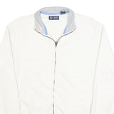 CHAPS Mens White Slim Jacket M Cotton Blend Zip Plain Casual Lightweight