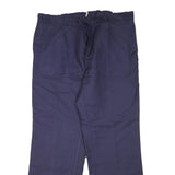 MARSUM Mens Cotton Blend Navy Blue Regular Fit Straight Leg Trousers W42 L32