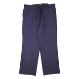 MARSUM Mens Cotton Blend Navy Blue Regular Fit Straight Leg Trousers W42 L32
