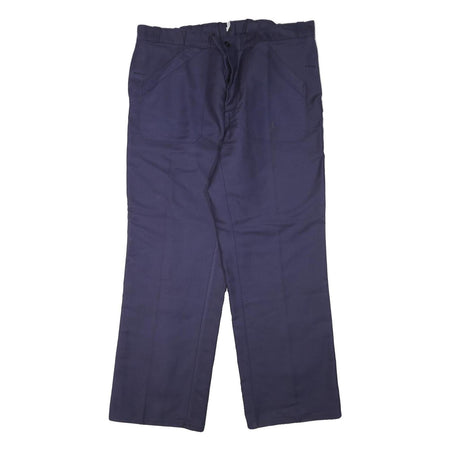 MARSUM Mens Cotton Blend Navy Blue Regular Fit Straight Leg Trousers W42 L32